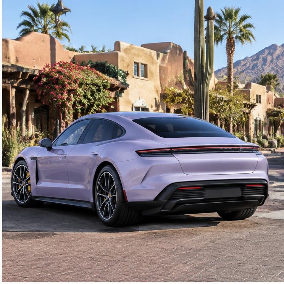 Taycan Turbo S rear three-quarter view